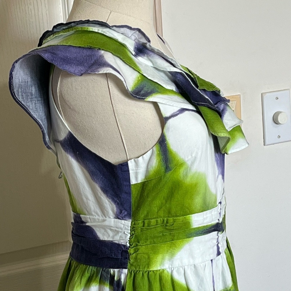 Busayo Collective Tie Dye Maxi Dress Ruffle One Shoulder Tiered 8 Resort Derby - Picture 10 of 14